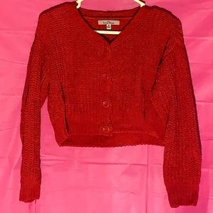 Love Tree Button-Up Knit Crop Top Sweater